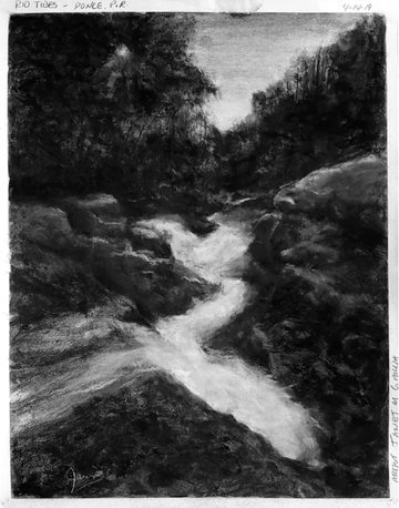 Rio Tibes - Ponce Puerto Rico - Charcoal Drawing