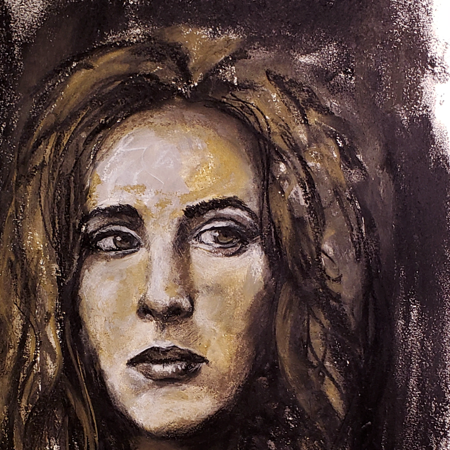 expressionist charcoal portrait close up 1