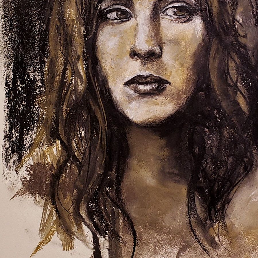 expressionist charcoal portrait close up 2
